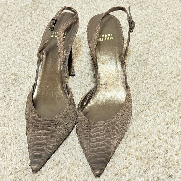 Stuart Weitzman Women's Taupe Slingback Heels - Picture 1 of 9